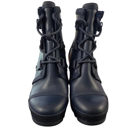 Sorel Joan of Arctic Wedge II Chelsea Rubber Rain Boots Navy Blue Women’s 9 - Picture 2 of 9